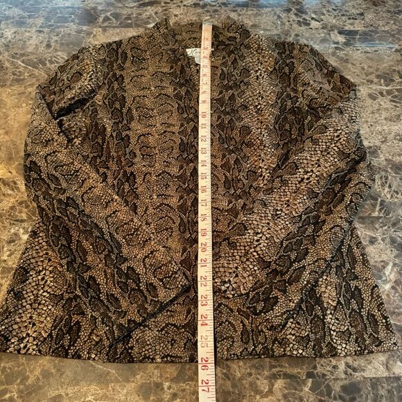 DressBarn Blazer Zip Jacket Women Medium Brown Black Animal Print Snakeskin - Picture 4 of 12